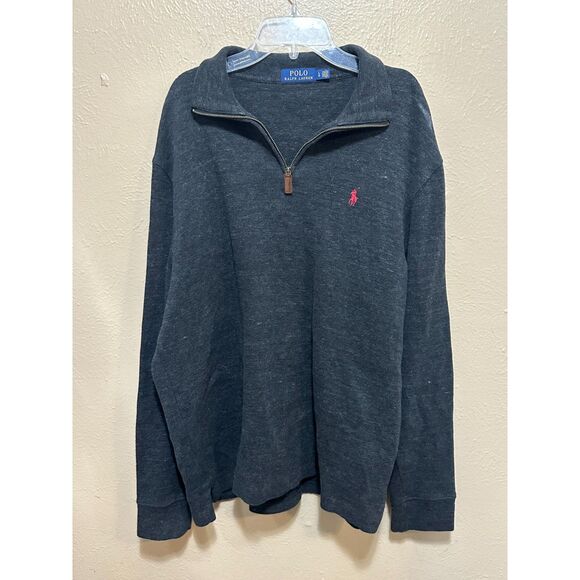 Polo‎ Ralph Lauren Men’s 1/4 Zip Pullover Sweater Charcoal Gray Size L - Picture 1 of 6